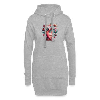 Blumenherz Anatomie Burst - Hoodie-Kleid - Grau meliert - Vorne
