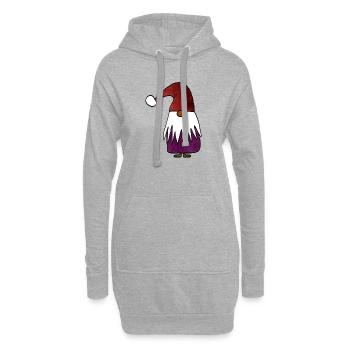 Kreativer Weihnachtsgnom mit farbverfremdetem Hut - Hoodie-Kleid - Grau meliert - Vorne