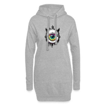 Auge mit Hörnern - Hoodie-Kleid - Grau meliert - Vorne