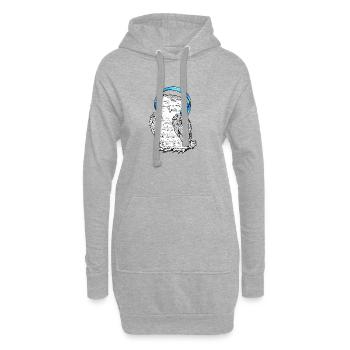 Eule mit Kopfhörern - Hoodie-Kleid - Grau meliert - Vorne