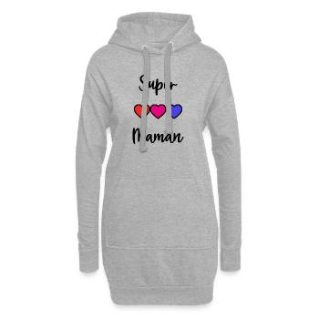 MAMAN - Sweat-shirt à capuche long Femme - gris chiné - Devant