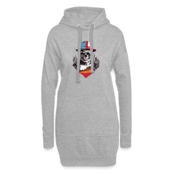 Crâne - Sweat-shirt à capuche long Femme - gris chiné - Devant