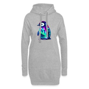 Manchot aurore boréale - Sweat-shirt à capuche long Femme - gris chiné - Devant
