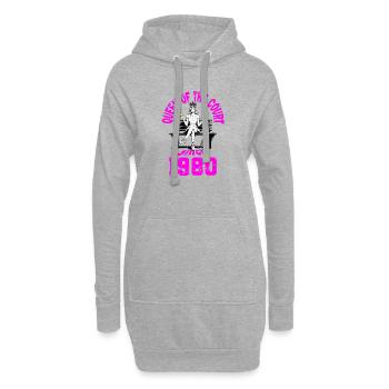 Maillot de tennis anniversaire femme anniversaire 1980 - Sweat-shirt à capuche long Femme - gris chiné - Devant
