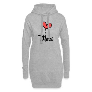 MAÎTRESSE. MAITRE. MERCI. MERCI MAÎTRESSE - Sweat-shirt à capuche long Femme - gris chiné - Devant