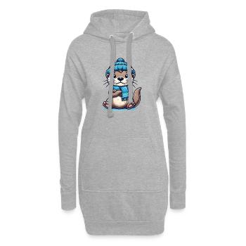 Loutre mignonne - Sweat-shirt à capuche long Femme - gris chiné - Devant
