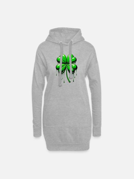 Vierblättriges Kleeblatt - Hoodie-Kleid - Grau meliert