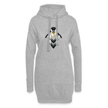Geometrischer Pinguin – Frostige Eleganz - Hoodie-Kleid - Grau meliert - Vorne