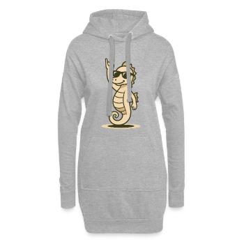 Bébé hippocampe cool avec lunettes de soleil - Sweat-shirt à capuche long Femme - gris chiné - Devant