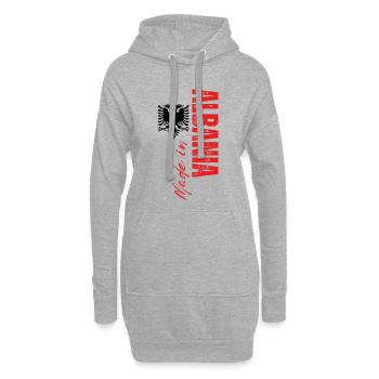 Fabriqué en Albanie, drapeau de l’Albanie - Sweat-shirt à capuche long Femme - gris chiné - Devant