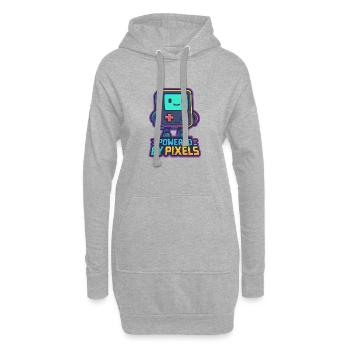 Verpixelter Bot mit ermächtigter Nachricht - Hoodie-Kleid - Grau meliert - Vorne