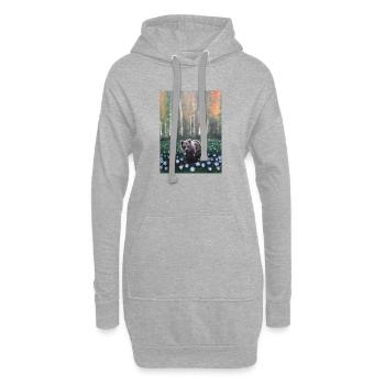 Bär in verschneiter Waldszene - Hoodie-Kleid - Grau meliert - Vorne