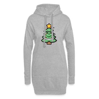 Illustration de sapin de Noël kawaii - Sweat-shirt à capuche long Femme - gris chiné - Devant