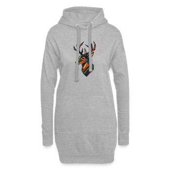 Geometrischer Edelhert Kunstdruck - Hoodie-Kleid - Grau meliert - Vorne