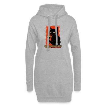 Lustiges Halloween Motiv mit schwarzer Katze - Hoodie-Kleid - Grau meliert - Vorne