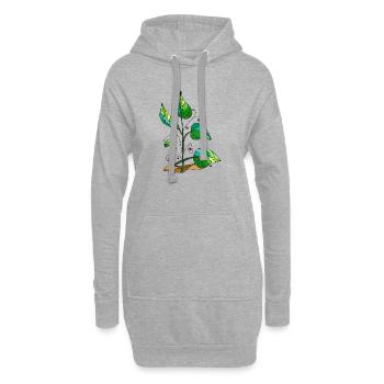 feuilles - Sweat-shirt à capuche long Femme - gris chiné - Devant