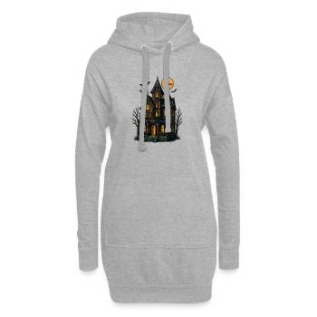 Spooky Haunted House for Halloween - Hoodie Dress - heather grey - Front