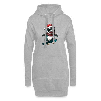 requin Noël drôle - Sweat-shirt à capuche long Femme - gris chiné - Devant
