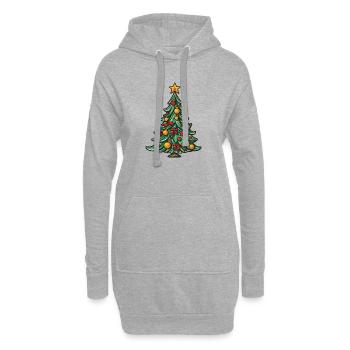 Sapin de Noël Noël - Sweat-shirt à capuche long Femme - gris chiné - Devant