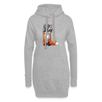 Fuchs Gamer Cartoon Spieler Virtual Reality  - Hoodie-Kleid - Grau meliert - Vorne