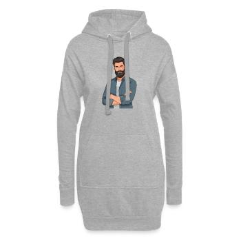 Style barbu en jean - Sweat-shirt à capuche long Femme - gris chiné - Devant