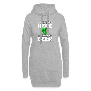 Alien Trinkt Bier I'm Just Here For The Beer - Hoodie-Kleid - Grau meliert - Vorne