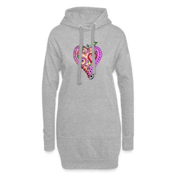 Herz - Hoodie-Kleid - Grau meliert - Vorne