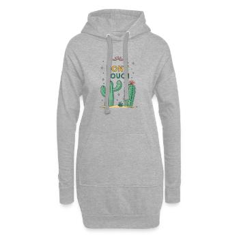 Ne Pas Toucher - Cactus Cartoon - Sweat-shirt à capuche long Femme - gris chiné - Devant