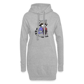 Raton laveur frais avec lunettes de soleil - Sweat-shirt à capuche long Femme - gris chiné - Devant