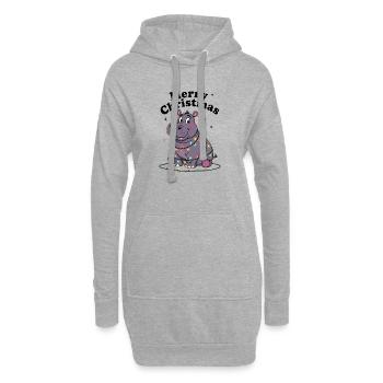 Hippopotamus Christmas Africa Zoo Joyeux Noël - Sweat-shirt à capuche long Femme - gris chiné - Devant