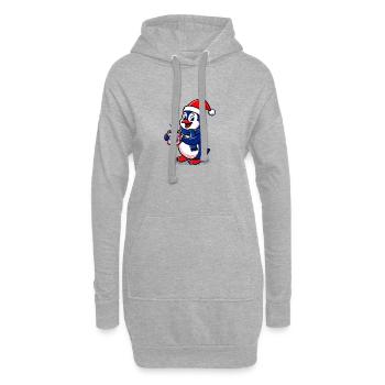 Cozy Pinguin - Hoodie-Kleid - Grau meliert - Vorne