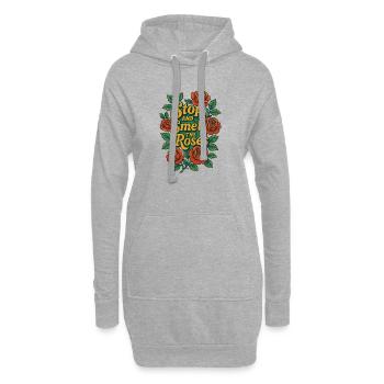 Halten Sie an und riechen Sie die Rosen blütig - Hoodie-Kleid - Grau meliert - Vorne
