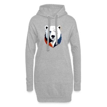 Geometrischer Polarbär Farbsplit - Hoodie-Kleid - Grau meliert - Vorne