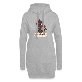 Cat camper on a hike - Hoodie Dress - heather grey - Front