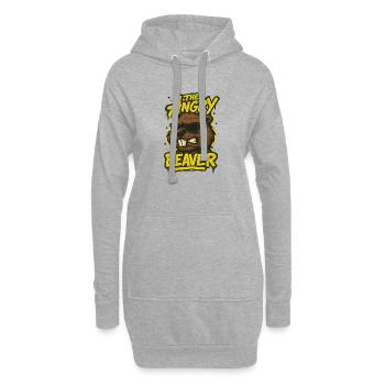 Le castor en colère - Sweat-shirt à capuche long Femme - gris chiné - Devant