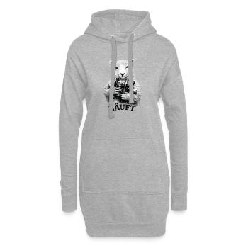 Schaf mit Bierflaschen – Läuft. - Hoodie-Kleid - Grau meliert - Vorne