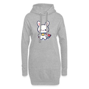 Miniheld Hase – Superhase - Hoodie-Kleid - Grau meliert - Vorne