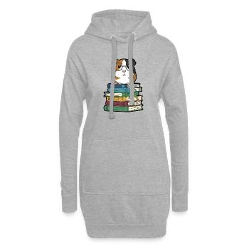 Nerd des livres cochons d’Inde, - Sweat-shirt à capuche long Femme - gris chiné - Devant