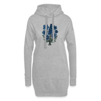 Blaues Blumenbouquet - Hoodie-Kleid - Grau meliert - Vorne