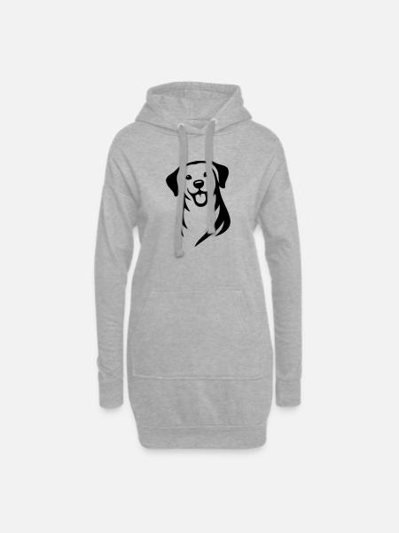 Hund - Hoodie-Kleid - Grau meliert