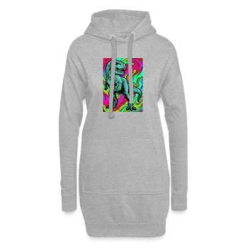 dinosaure - Sweat-shirt à capuche long Femme - gris chiné - Devant