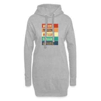 Mécano Passion Moteur - Sweat-shirt à capuche long Femme - gris chiné - Devant