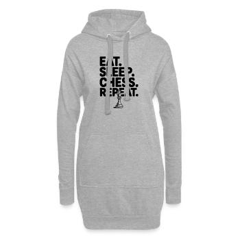Iss. Schlaf. Schach. Wiederholen. - Hoodie-Kleid - Grau meliert - Vorne