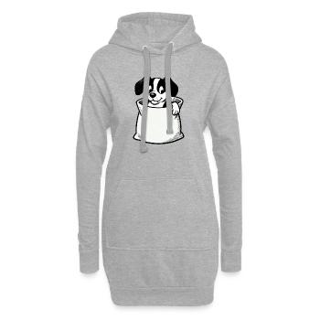 Dessin animé Chien dans le sac - Sweat-shirt à capuche long Femme - gris chiné - Devant