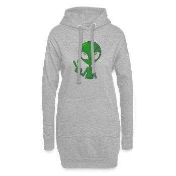 Pixel grünes Alien-Friedenszeichen - Hoodie-Kleid - Grau meliert - Vorne