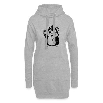 Hamster punk avec le signe de la paix - Sweat-shirt à capuche long Femme - gris chiné - Devant