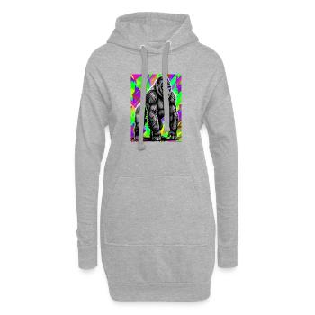 gorille - Sweat-shirt à capuche long Femme - gris chiné - Devant