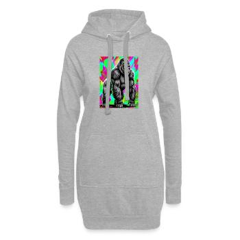 gorille - Sweat-shirt à capuche long Femme - gris chiné - Devant