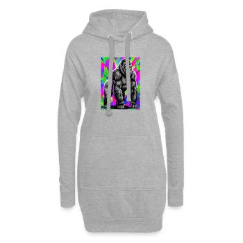 gorille - Sweat-shirt à capuche long Femme - gris chiné - Devant