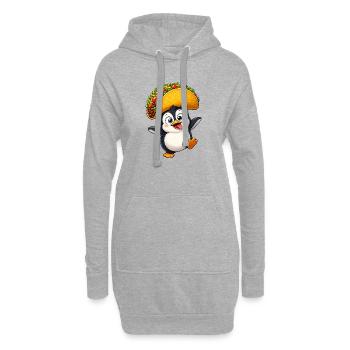Süßer Pinguin Taco Cartoon Lustig Tollpatsch  - Hoodie-Kleid - Grau meliert - Vorne